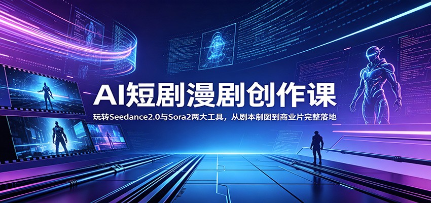 AI短剧漫剧创作课:玩转Seedance2.0与 Sora2两大工具,从剧本制图到商业片完整落地