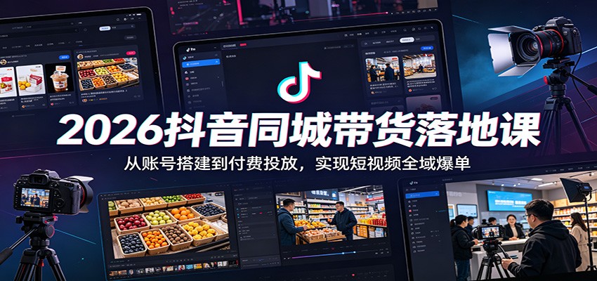 2026抖音同城带货落地课:从账号搭建到付费投放,实现短视频全域爆单