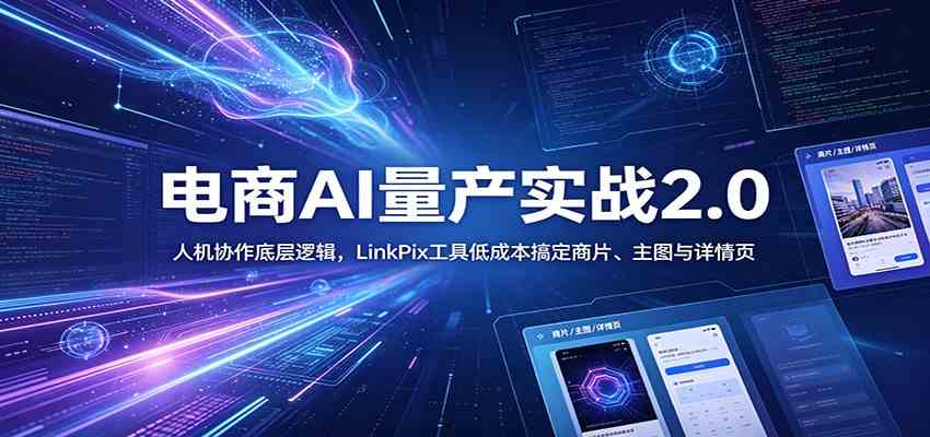 电商人AI量产实战2.0:人机协作底层逻辑,LinkPix工具低成本搞定商片、主图与详情页