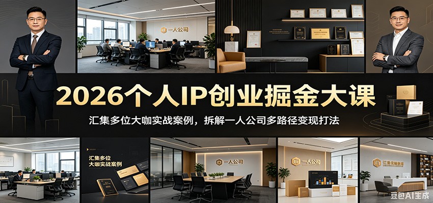 2026个人IP创业掘金大课:汇集多位大咖实战案例,拆解一人公司多路径变现打法
