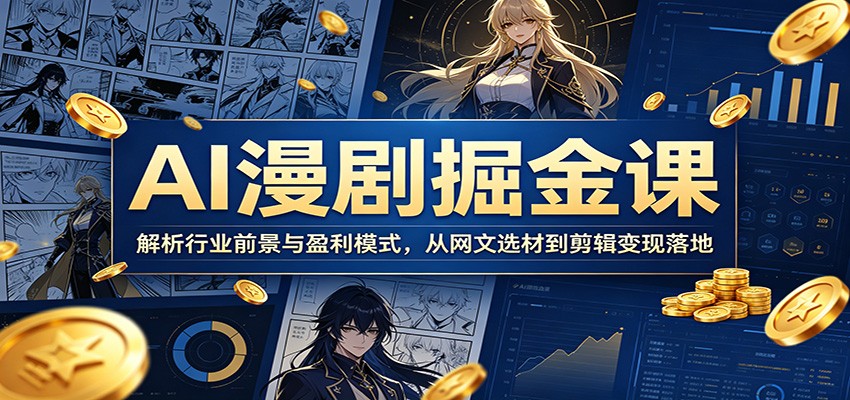 AI漫剧掘金课:解析行业前景与盈利模式,从网文选材到剪辑变现落地