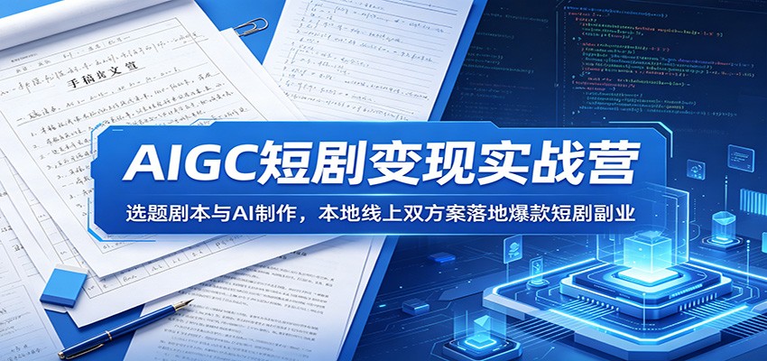 AIGC短剧变现实战营:选题剧本与AI制作,本地线上双方案落地爆款短剧副业