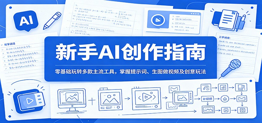 新手AI创作指南:零基础玩转多款主流工具,掌握提示词、生图做视频及创意玩法
