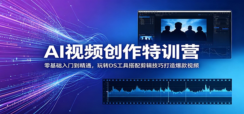 AI视频创作特训营:零基础入门到精通,玩转DS工具搭配剪辑技巧打造爆款视频