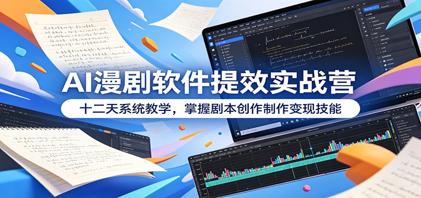 AI漫剧软件提效实战营:十二天系统教学,掌握剧本创作制作变现技能
