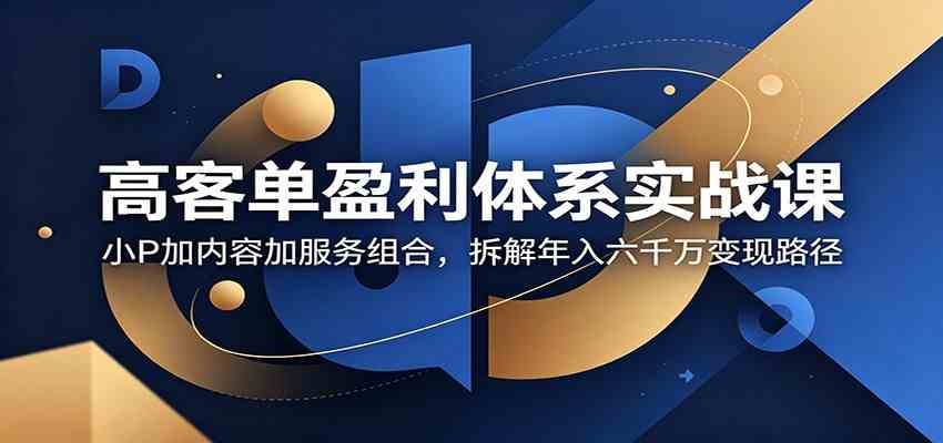 高客单盈利体系实战课:小P加内容加服务组合,拆解年入六千万变现路径