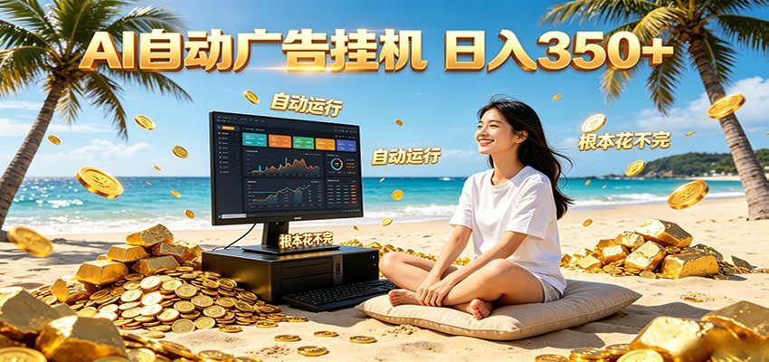AI自动广告挂机 日入350+ 真正做到躺赚式变现,根本花不完!