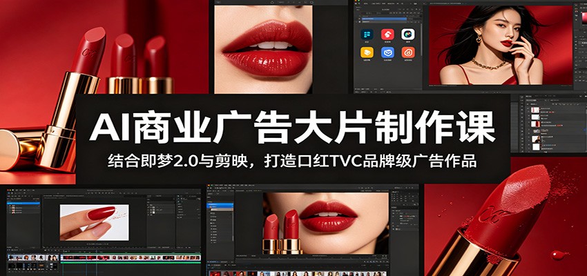 AI商业广告大片制作课:结合即梦2.0与剪映,打造口红TVC品牌级广告作品
