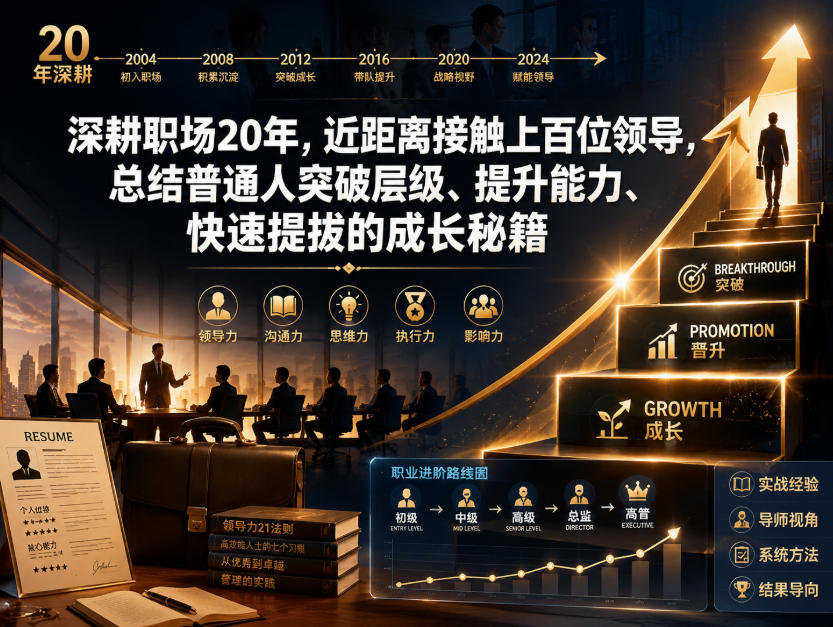 付费文章:深耕职场20年,近距离接触上百位领导,总结普通人突破层级、提升能力、快速提拔的成长秘籍