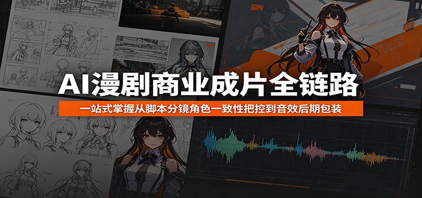 AI漫剧商业成片全链路:一站式掌握从脚本分镜角色一致性把控到音效后期包装