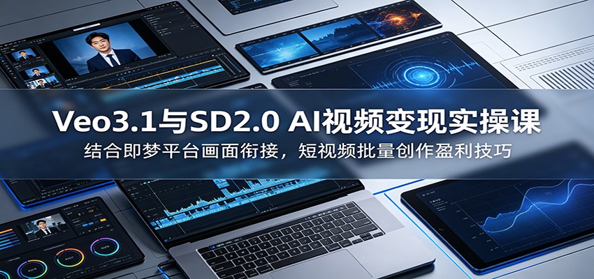 Veo3.1与SD2.0 AI视频变现实操课课:结合即梦平台画面衔接,短视频批量创作盈利技巧