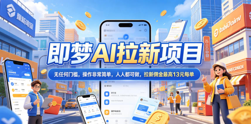 2026年即梦AI拉新项目最新玩法,无任何门槛,操作非常简单,人人都可做,拉新佣金最高13米每单