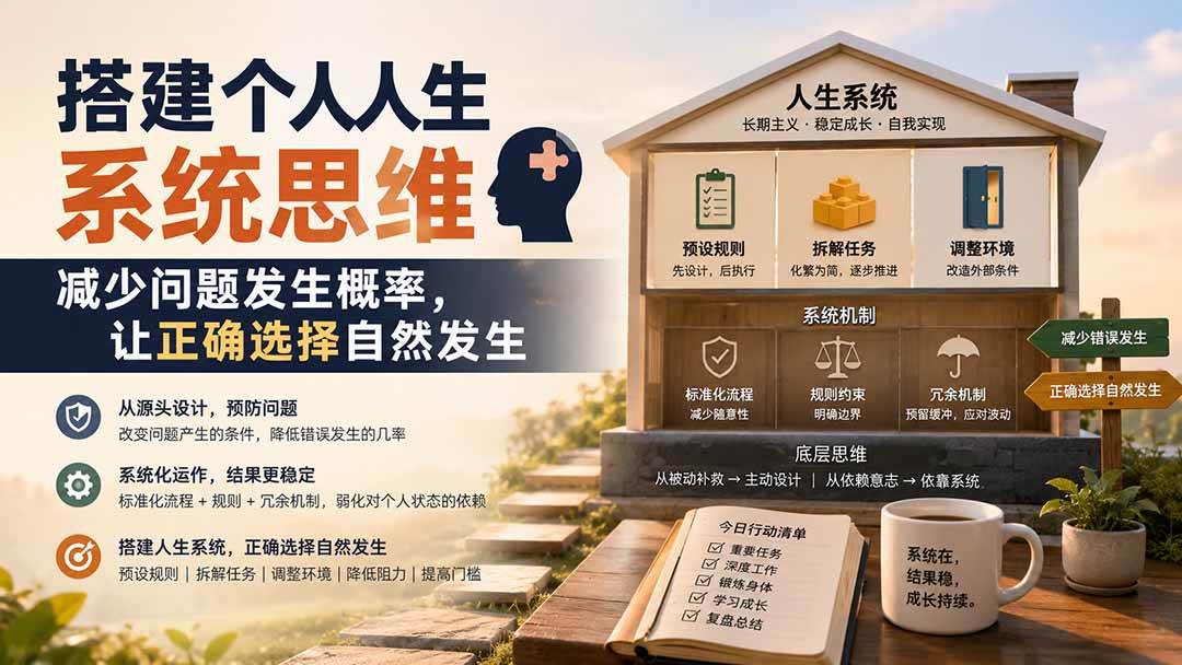 付费文章:搭建个人人生系统思维:减少问题发生概率,让正确选择自然发生