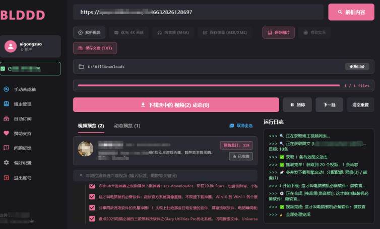 BLDDD 哔哩哔哩下载工具,支持合集下载,字幕、声音下载
