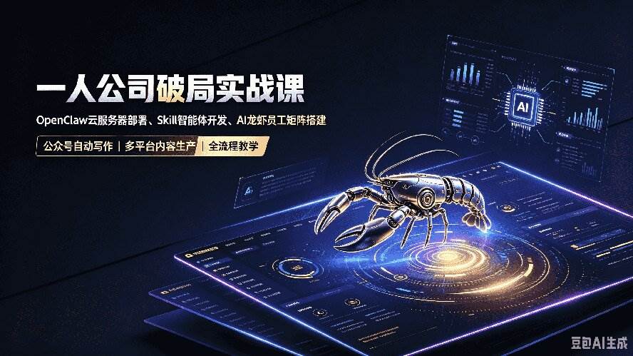 一人公司破局实战课|OpenClaw云服务器部署、Skill智能体开发、AI龙虾员工矩阵搭建,公众号自动写作与多平台内容…