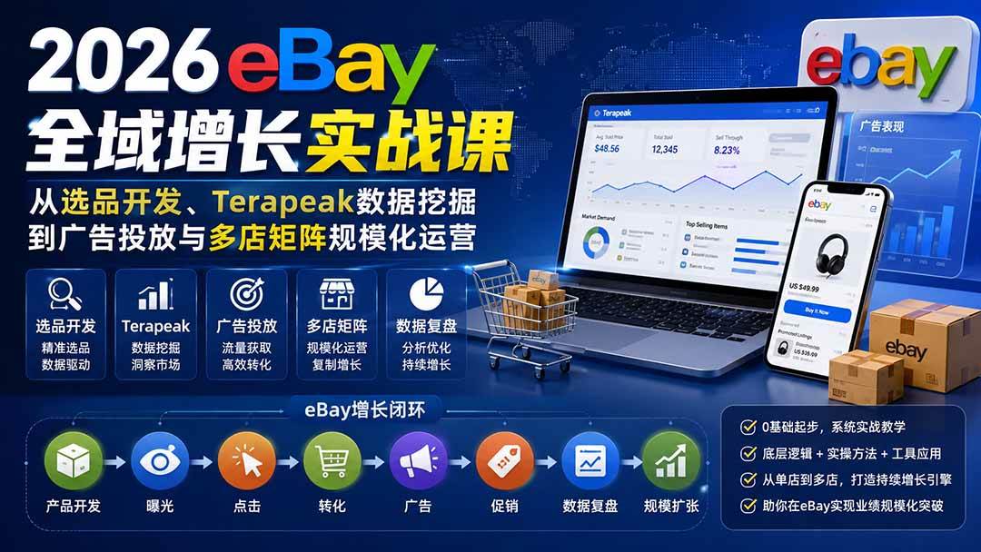 2026-Vincent eBay全域增长实战课-无水印:从选品开发、Terapeak数据挖掘到广告投放与多店矩阵规模化运营