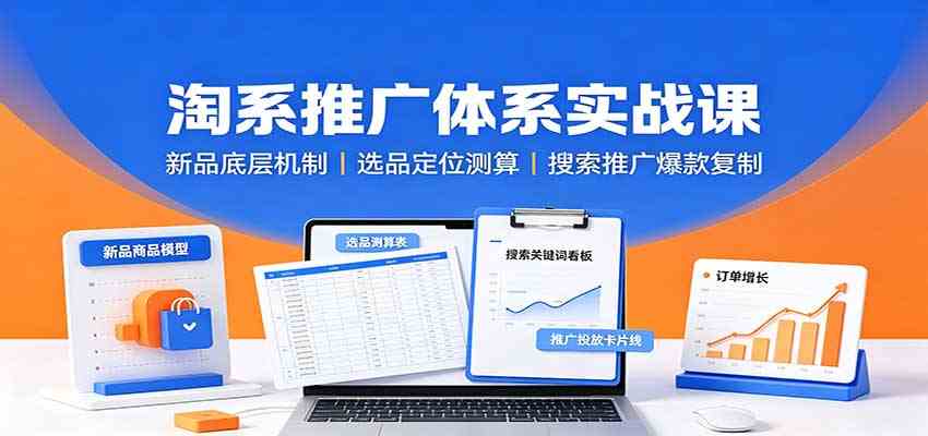 淘系推广体系实战课:新品底层机制,选品定位测算,搜索推广爆款复制