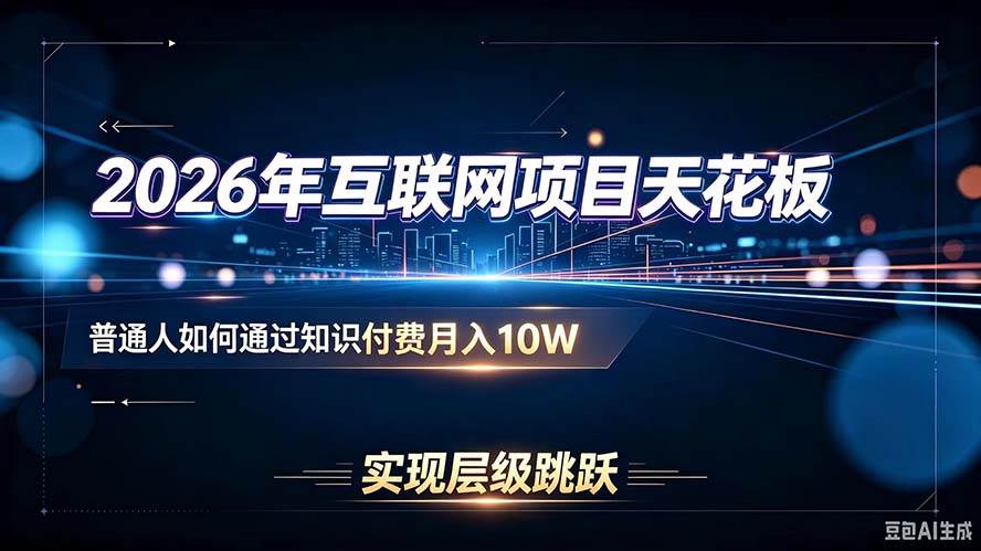 2026年互联网项目天花板:普通人如何通过知识付费月入10W,实现层级跳跃