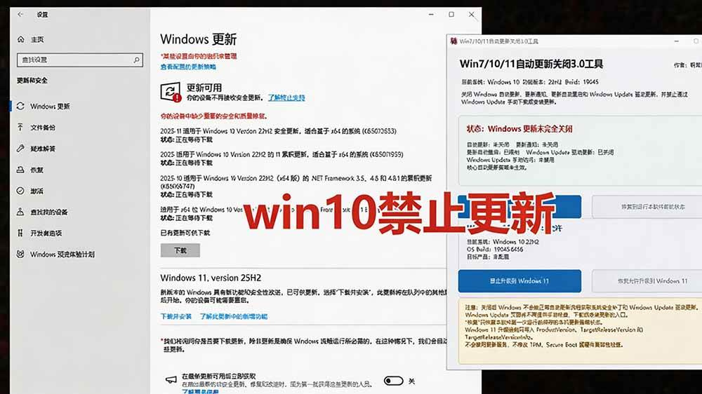 Windows7/10/11系统禁止更新工具来了!仅400KB,一键禁止系统更新和恢复更新,小巧好用