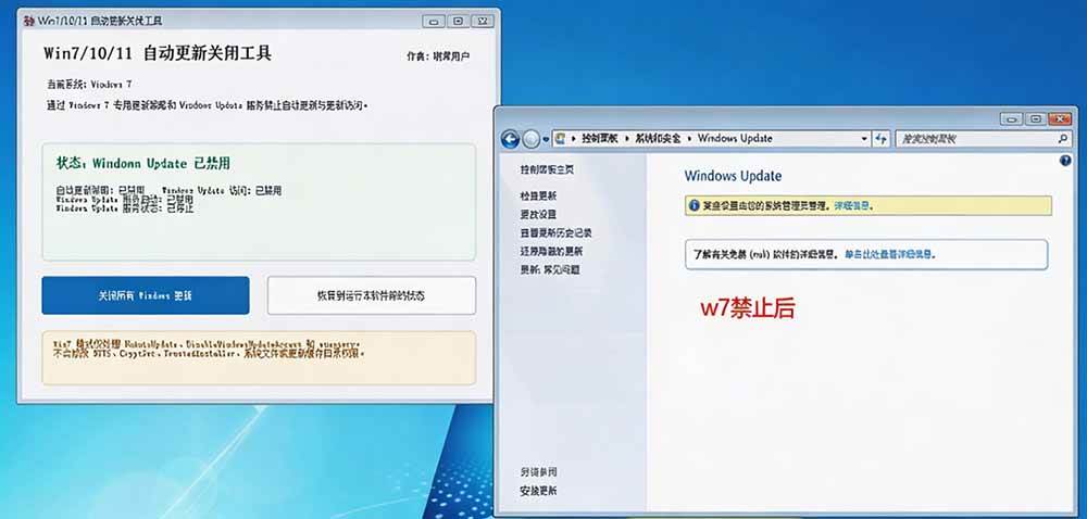 Windows7/10/11系统禁止更新工具来了!仅400KB,一键禁止系统更新和恢复更新,小巧好用