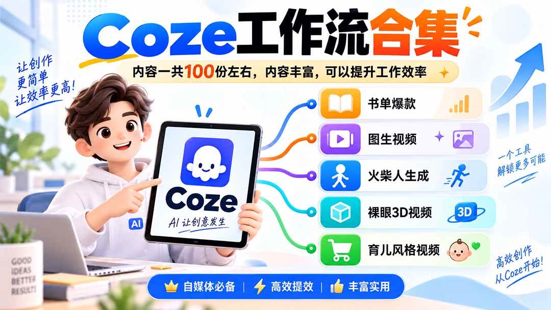 Coze工作流合集,内容一共100份左右,内容丰富,可以提供工作效率