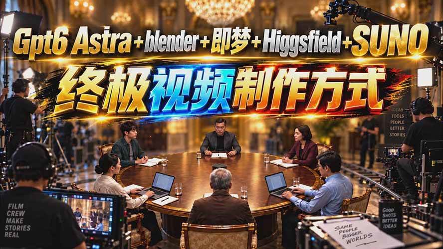 GPT-6 Astra+Blender+即梦+Higgsfield+Suno=终极视频制作方式