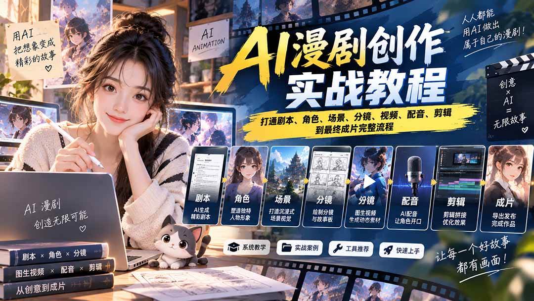 2026 AI漫剧创作实战教程:打通剧本、角色、场景、分镜、视频、配音、剪辑到最终成片完整流程