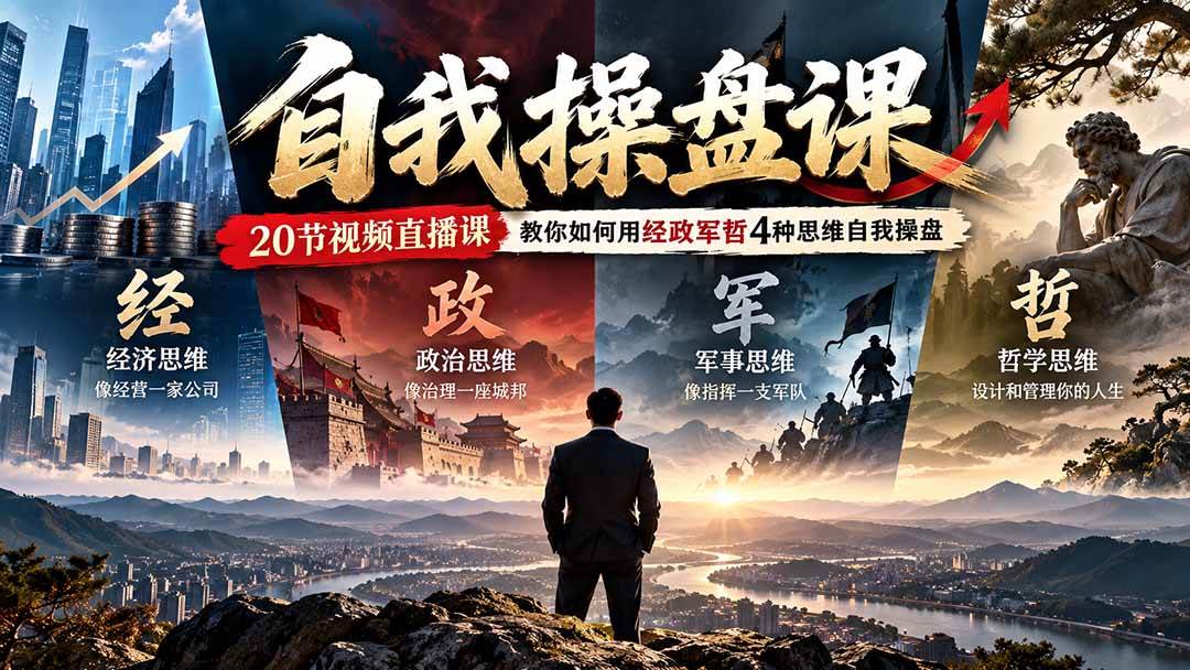 【无水印】自我操盘课,20节视频直播课教你如何用经政军哲4种思维自我操盘