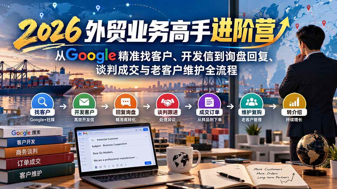 2026外贸业务高手进阶营:从Google精准找客户、开发信到询盘回复、谈判成交与老客户维护全流程