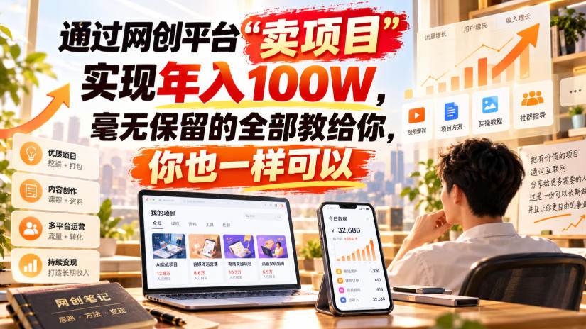 通过网创平台“卖项目”实现年入百万,毫无保留的全部教给你!
