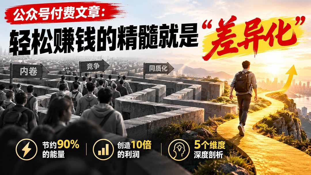 公众号付费文章:轻松赚钱的精髓就是“差异化”
