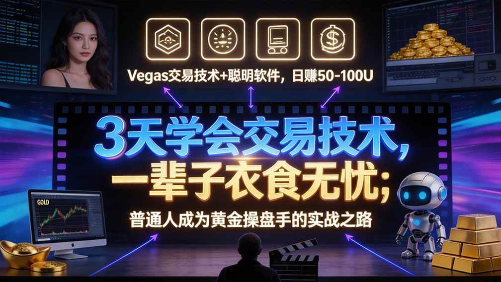 “顺势而为交易系统”3天学会交易技术,聪明软件辅助,小白也能看懂趋势交易,日入30-100U,长期稳定