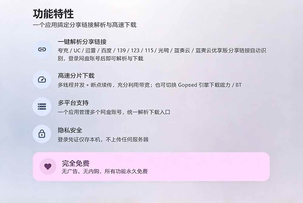 支持多久主流网盘平台并解析高速下载,Github上最新的开源工具!永久免费使用,YunX云析桌面版