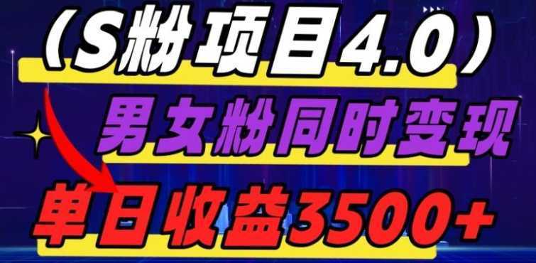 S粉项目4.0，男女粉通吃，男女粉同时变现，单日收益3500+