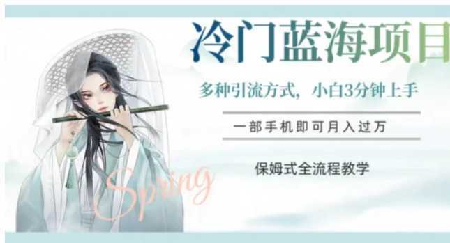 冷门蓝海项目,操作简单,小白3分钟上手,多种引流方式,保姆式全流程教学【揭秘】