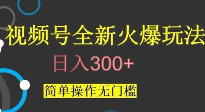 视频号最新爆火玩法，日入300+，简单操作无门槛【揭秘】