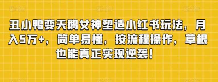 丑小鸭变天鹅女神塑造小红书玩法,月入5万+,简单易懂,按流程操作,草根也能真正实现逆袭!