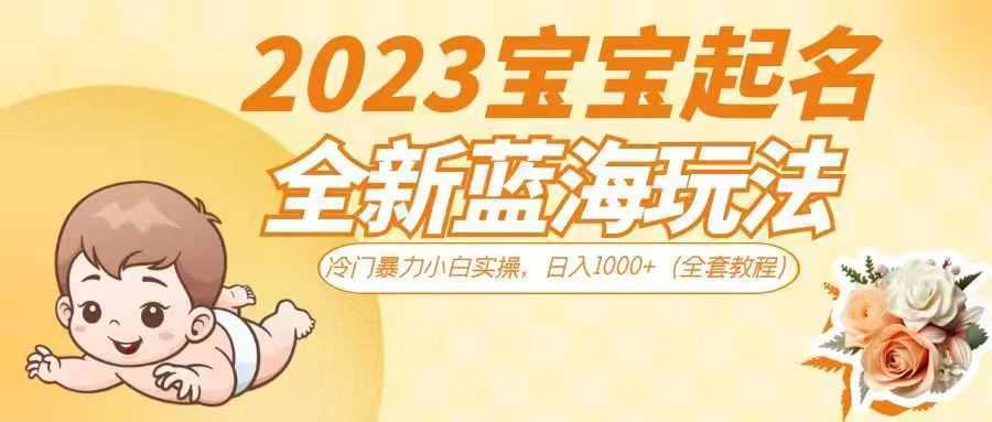 2023宝宝起名全新蓝海玩法,冷门暴力小白实操,日入1000+