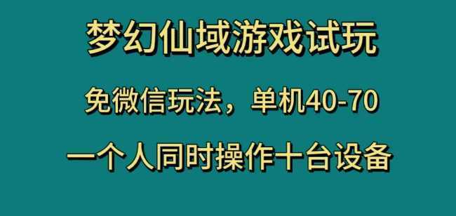 梦幻仙域游戏试玩，免微信玩法，单机40-70，一个人同时操作十台设备【揭秘】