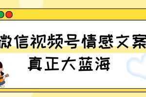 视频号情感文案,真正大蓝海,简单操作,新手小白轻松上手【揭秘】