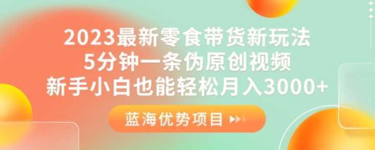 2023最新零食带货新玩法，5分钟一条伪原创视频，新手小白也能轻松月入3000+【揭秘】