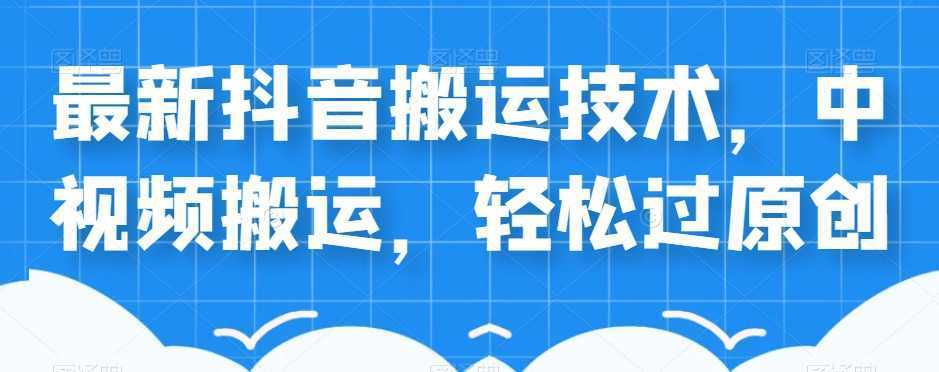 外卖598元的最新抖音搬运技术，中视频搬运，轻松过原创