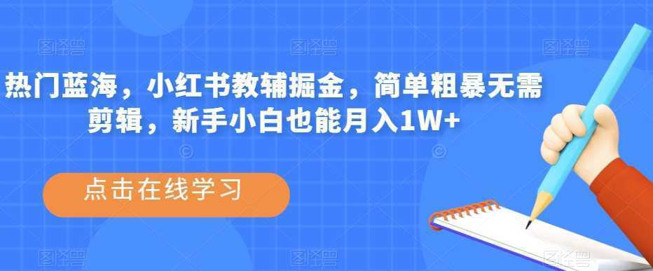 热门蓝海，小红书教辅掘金，简单粗暴无需剪辑，新手小白也能月入1W+【揭秘】