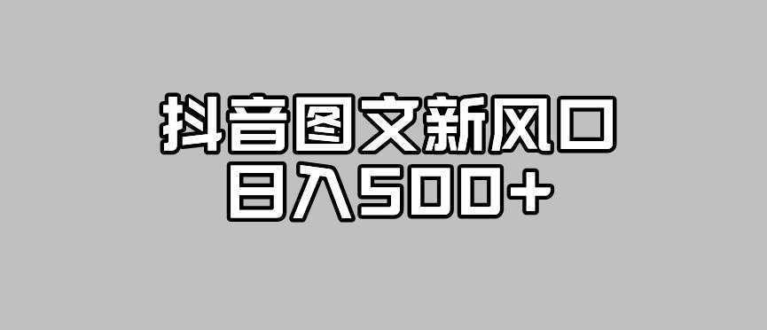 抖音图文最新风口，流量扶持非常高，日入500+【揭秘】