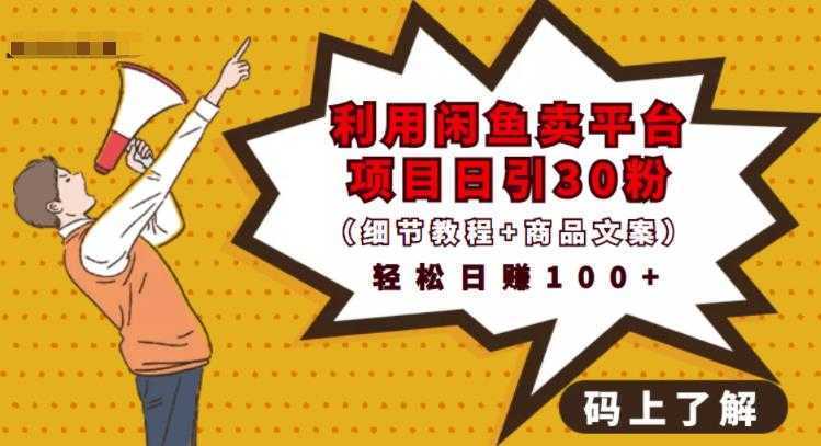 利用闲鱼卖平台项目课程资源日引流30+精准粉丝,轻松日赚100+,积累人脉可实现二次变