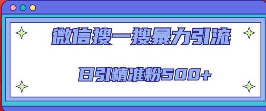 微信搜一搜引流全系列课程，日引精准粉500+