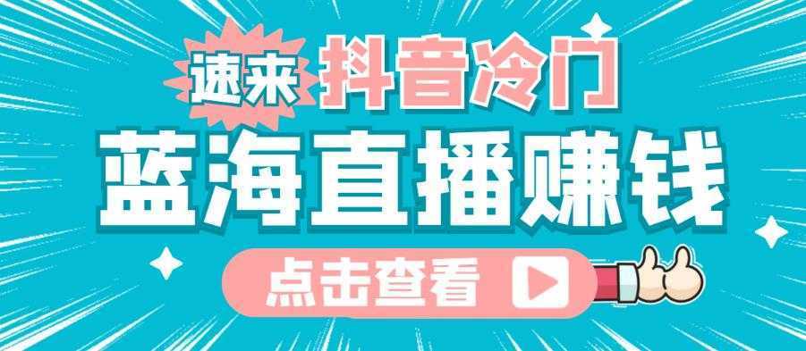 最新抖音冷门简单的蓝海直播赚钱玩法，流量大知道的人少，可以做到全无人直播
