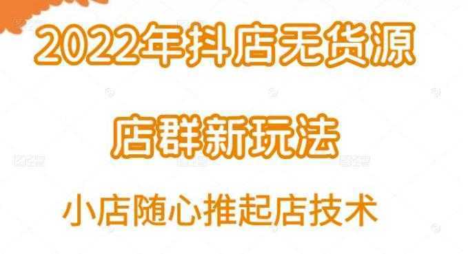 小卒·2022年抖店无货源店群新玩法汇总和小店随心推起店技术