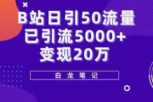 B站日引50+流量,实战已引流5000+变现20万,超级实操课程