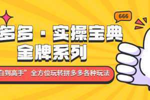 拼多多·实操宝典:金牌系列“小白到高手”带你全方位玩转拼多多各种玩法